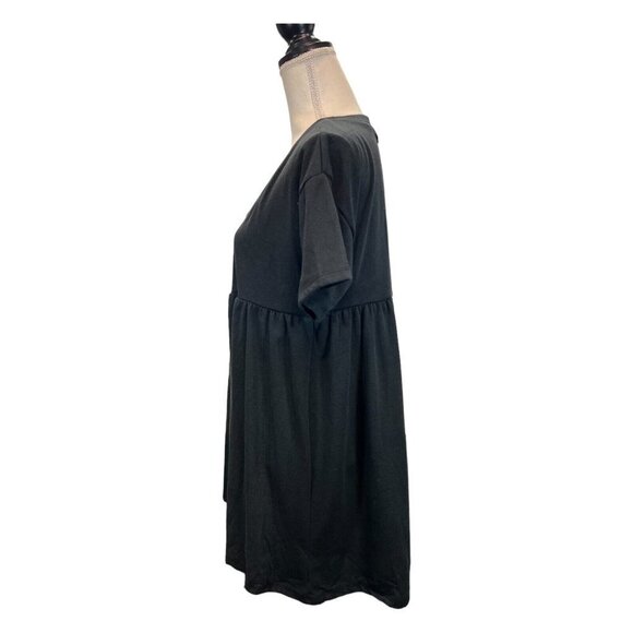 Wild Fable Womens M Short Sleeve Babydoll Sweatshirt Dress Black Mini - Picture 2 of 6